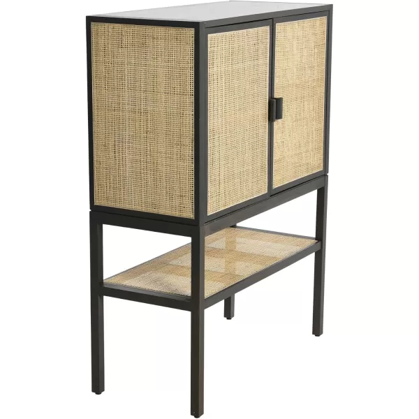 Creative CoOp Pine Wood Natural Rattan Details Cabinet GreyGrey