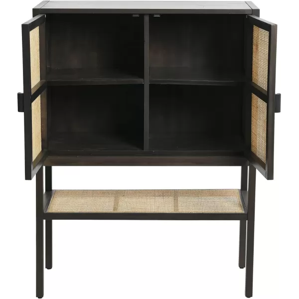 Creative CoOp Pine Wood Natural Rattan Details Cabinet GreyGrey