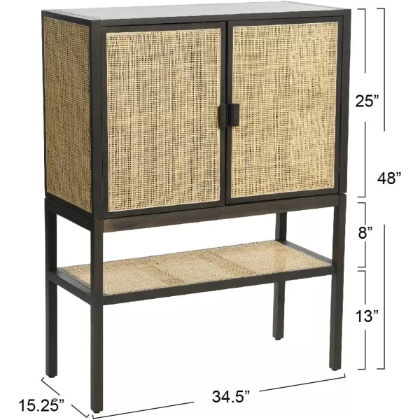 Creative CoOp Pine Wood Natural Rattan Details Cabinet GreyGrey