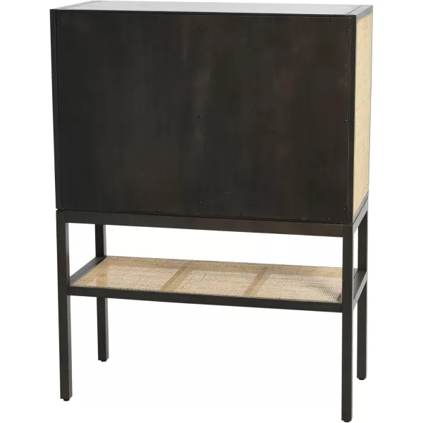 Creative CoOp Pine Wood Natural Rattan Details Cabinet GreyGrey
