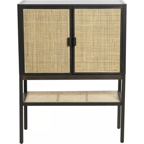 Creative CoOp Pine Wood Natural Rattan Details Cabinet GreyGrey