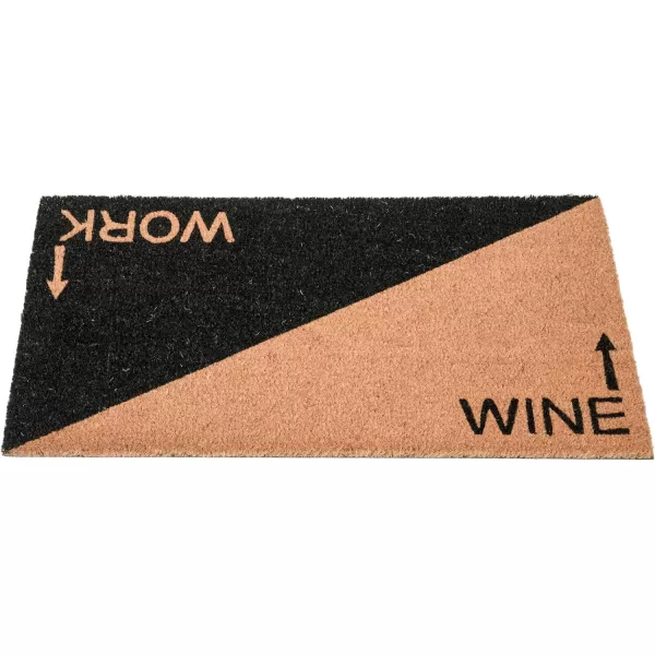 Creative CoOp Printed 2Tone Coir Work and Wine Message and PVC Back Natural and Black Doormat