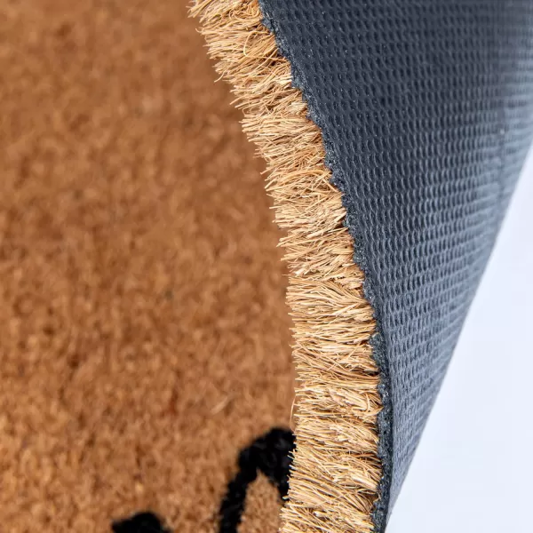 Creative CoOp Printed 2Tone Coir Work and Wine Message and PVC Back Natural and Black Doormat