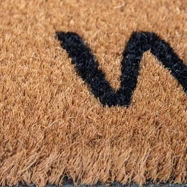 Creative CoOp Printed 2Tone Coir Work and Wine Message and PVC Back Natural and Black Doormat