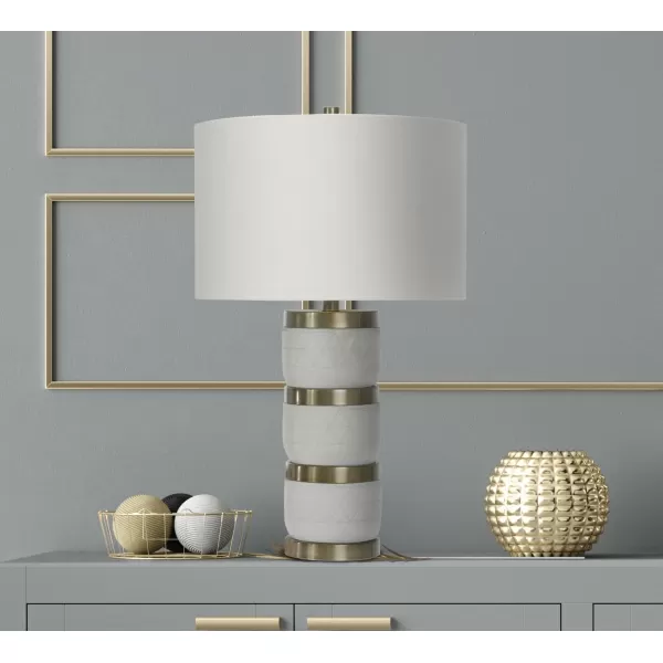 Creative CoOp Raw Concrete Imprinted Diamond Design and Metal Accents Table Lamp GreyGray