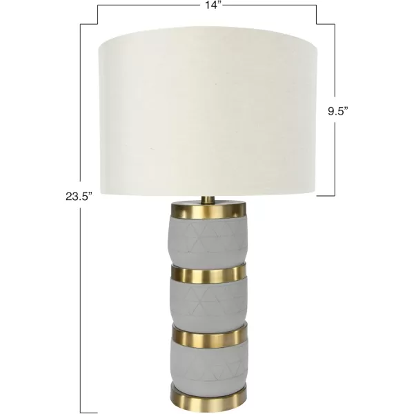 Creative CoOp Raw Concrete Imprinted Diamond Design and Metal Accents Table Lamp GreyGray