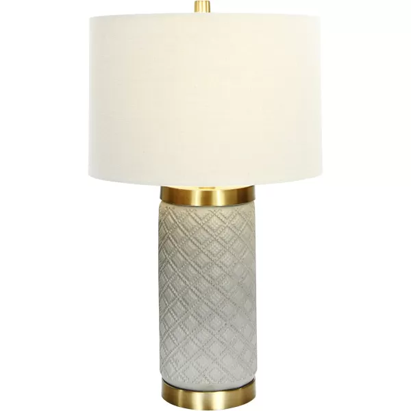 Creative CoOp Raw Concrete Imprinted Diamond Design and Metal Accents Table Lamp GreyGray