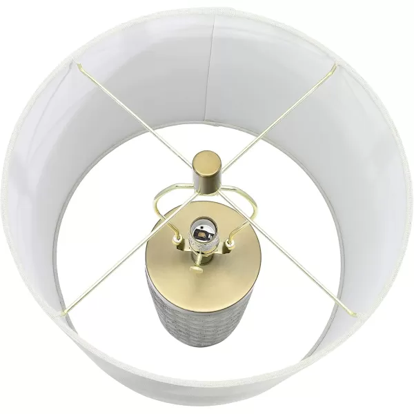 Creative CoOp Raw Concrete Imprinted Diamond Design and Metal Accents Table Lamp GreyGray