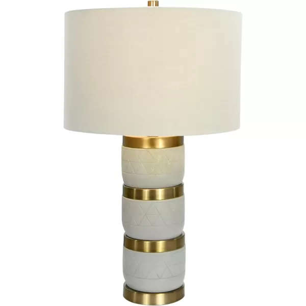 Creative CoOp Raw Concrete Imprinted Diamond Design and Metal Accents Table Lamp GreyGray