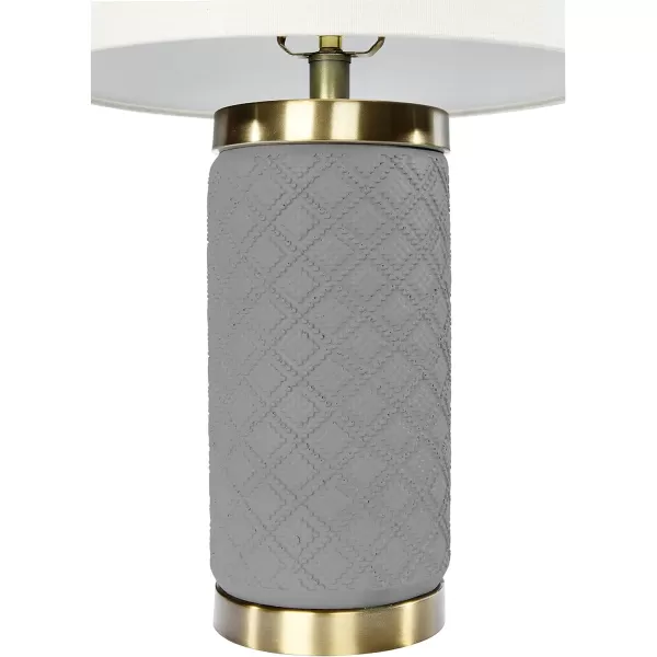 Creative CoOp Raw Concrete Imprinted Diamond Design and Metal Accents Table Lamp GreyGray