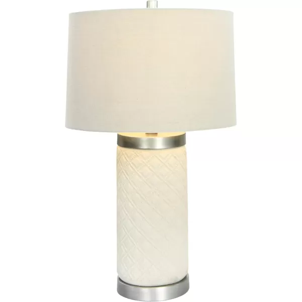 Creative CoOp Raw Concrete Imprinted Diamond Design and Metal Accents Table Lamp GreyLight Gray