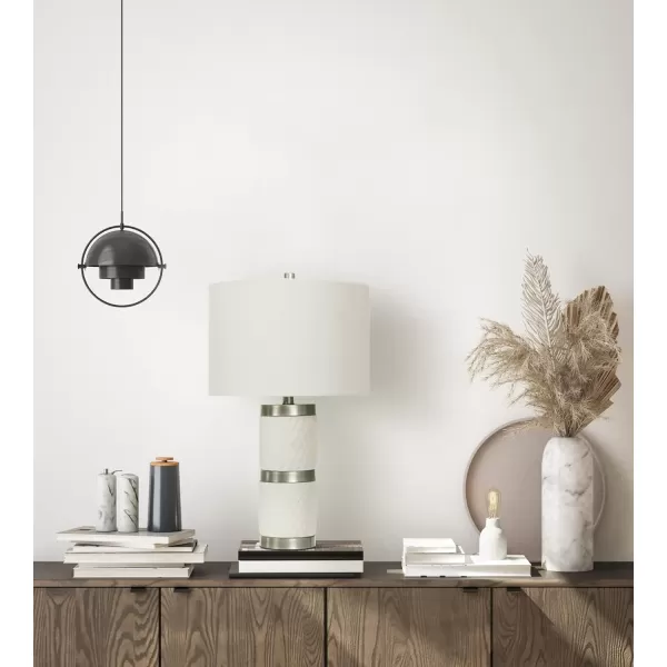 Creative CoOp Raw Concrete Imprinted Diamond Design and Metal Accents Table Lamp GreyLight Gray