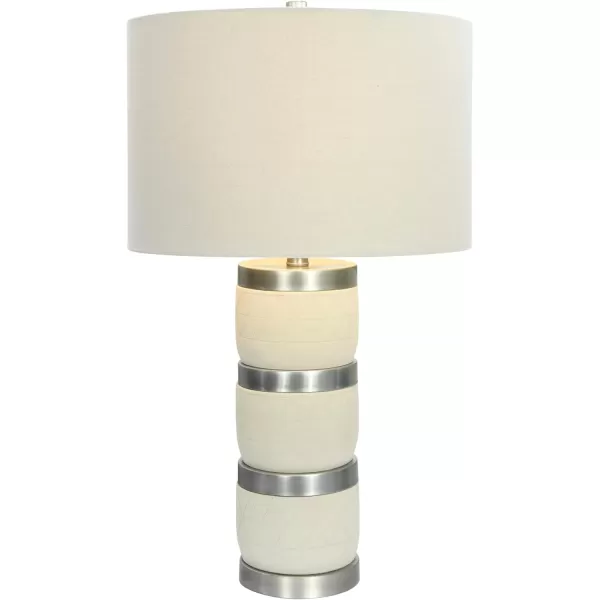 Creative CoOp Raw Concrete Imprinted Diamond Design and Metal Accents Table Lamp GreyLight Gray