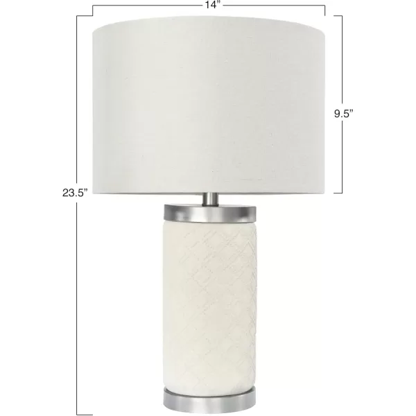 Creative CoOp Raw Concrete Imprinted Diamond Design and Metal Accents Table Lamp GreyLight Gray