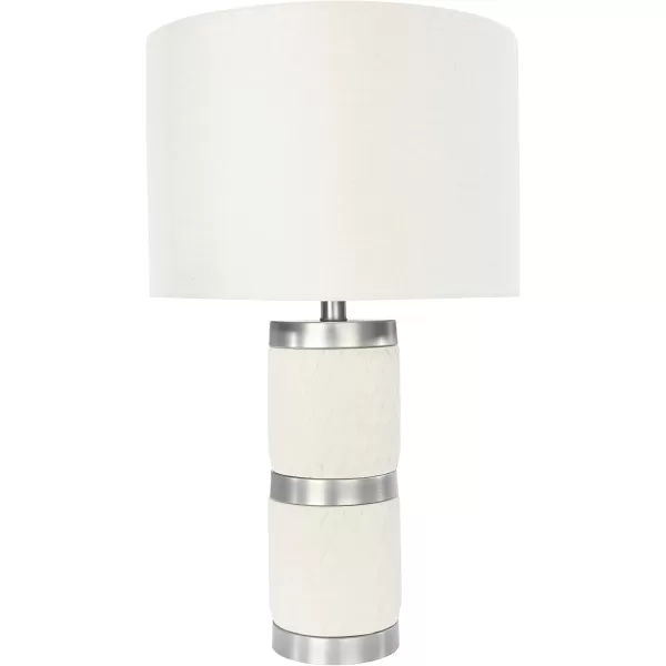 Creative CoOp Raw Concrete Imprinted Diamond Design and Metal Accents Table Lamp GreyLight Gray