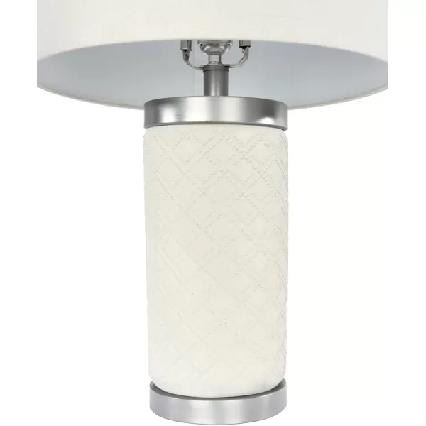 Creative CoOp Raw Concrete Imprinted Diamond Design and Metal Accents Table Lamp GreyLight Gray