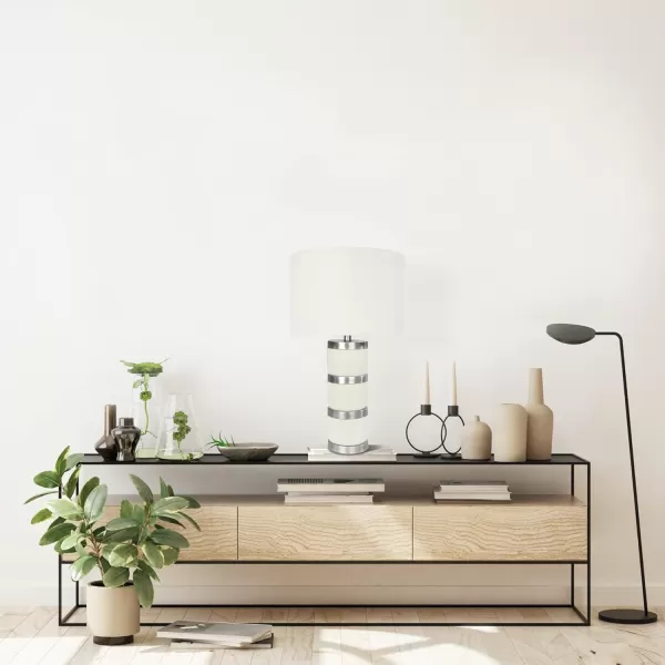 Creative CoOp Raw Concrete Imprinted Diamond Design and Metal Accents Table Lamp GreyLight Gray