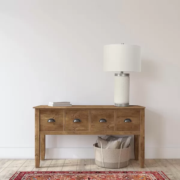 Creative CoOp Raw Concrete Imprinted Diamond Design and Metal Accents Table Lamp GreyLight Gray