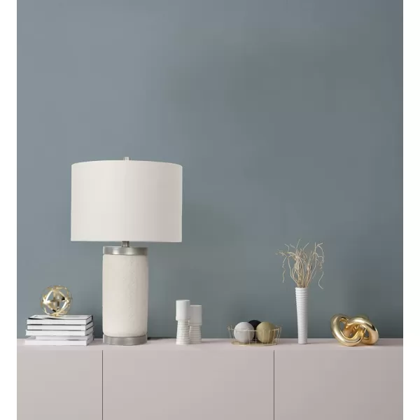 Creative CoOp Raw Concrete Imprinted Diamond Design and Metal Accents Table Lamp GreyLight Gray