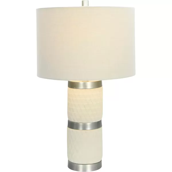Creative CoOp Raw Concrete Imprinted Diamond Design and Metal Accents Table Lamp GreyLight Gray