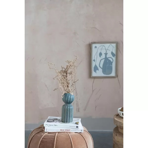 Creative CoOp Round Cotton Velvet Pouf Sand