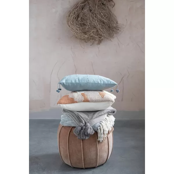 Creative CoOp Round Cotton Velvet Pouf Sand