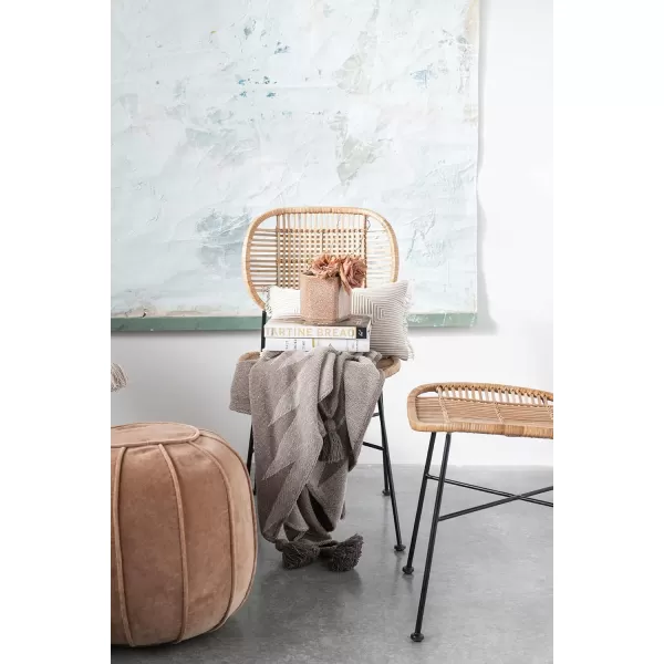 Creative CoOp Round Cotton Velvet Pouf Sand