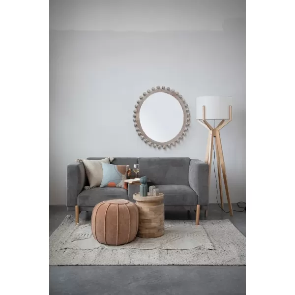 Creative CoOp Round Cotton Velvet Pouf Sand