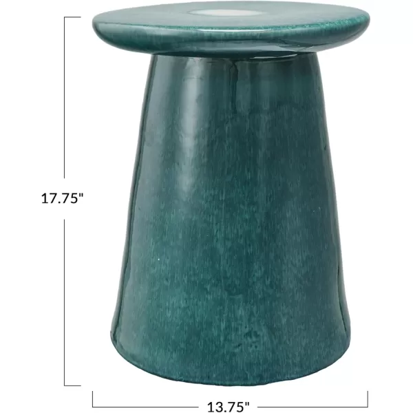 Creative CoOp Round Reactive Glaze Stoneware Stool Teal