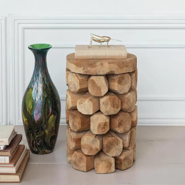 Creative CoOp Round Teakwood Stool Natural