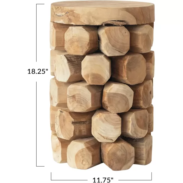 Creative CoOp Round Teakwood Stool Natural