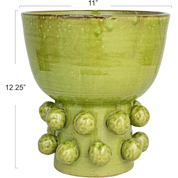 Creative CoOp Round TerraCotta Hobnail Footed Vase GreenGreen