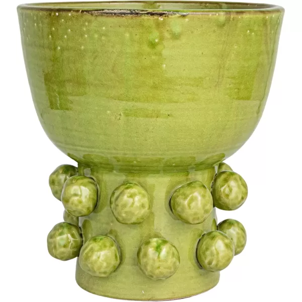 Creative CoOp Round TerraCotta Hobnail Footed Vase GreenGreen
