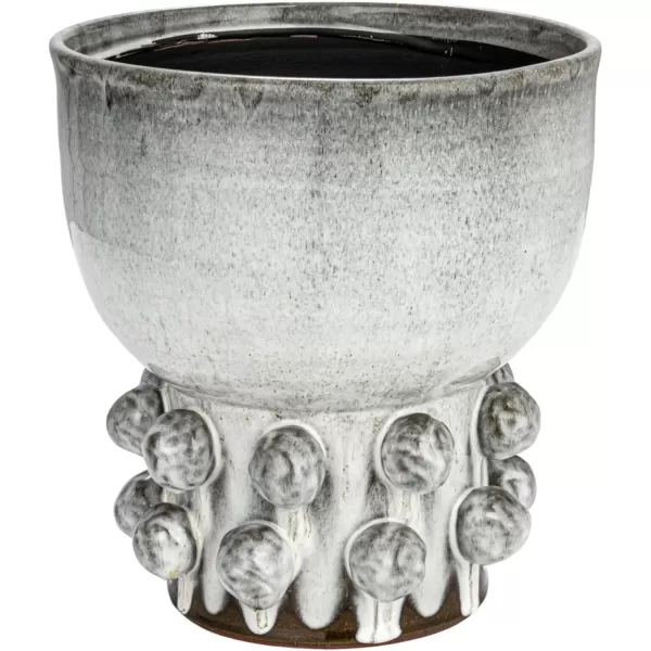 Creative CoOp Round TerraCotta Hobnail Footed Vase GreenWhite