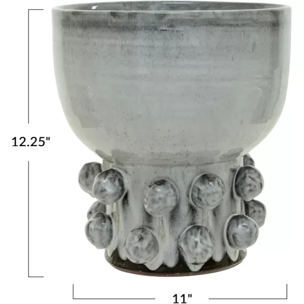 Creative CoOp Round TerraCotta Hobnail Footed Vase GreenWhite