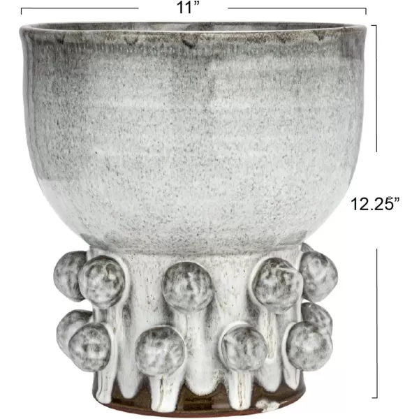 Creative CoOp Round TerraCotta Hobnail Footed Vase GreenWhite