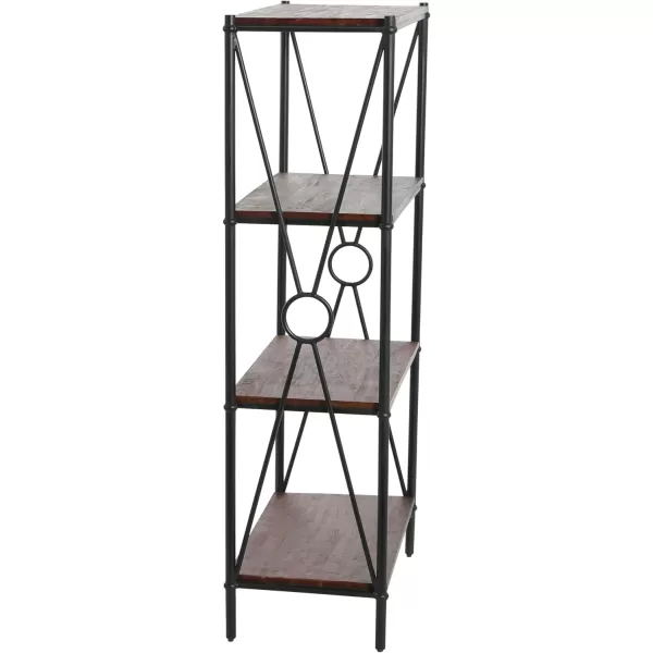 Creative CoOp Saratoga Rustic Solid Wood and Metal 4 Shelf Open Storage BookshelfChestnut Finish