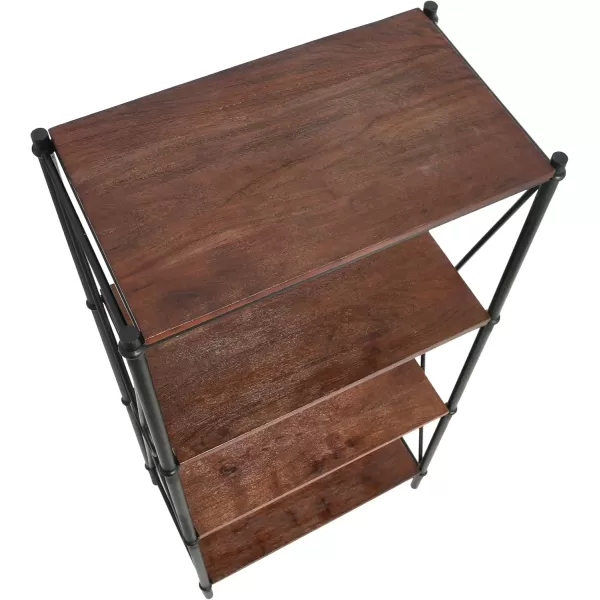 Creative CoOp Saratoga Rustic Solid Wood and Metal 4 Shelf Open Storage BookshelfChestnut Finish