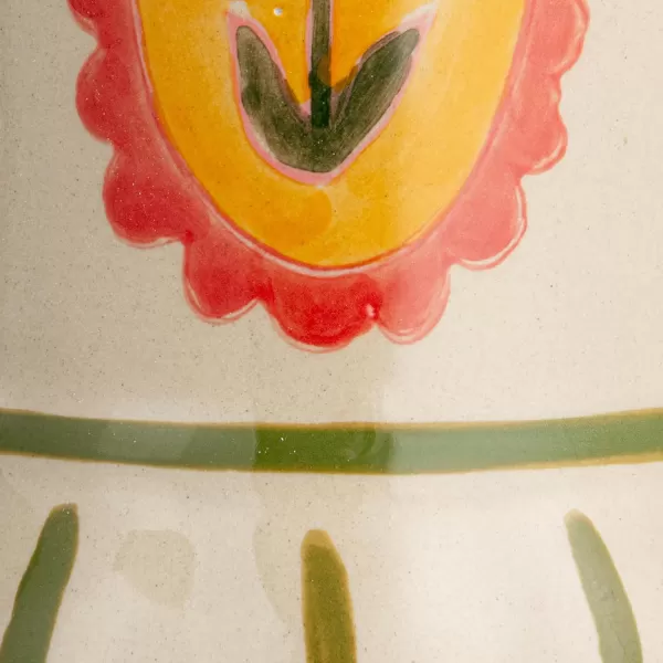 Creative CoOp Scandinavian Blossom HandPainted Stoneware Urn Multicolor