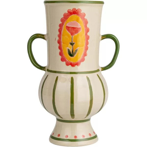 Creative CoOp Scandinavian Blossom HandPainted Stoneware Urn Multicolor