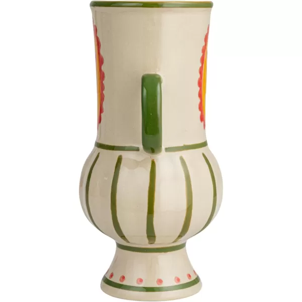 Creative CoOp Scandinavian Blossom HandPainted Stoneware Urn Multicolor