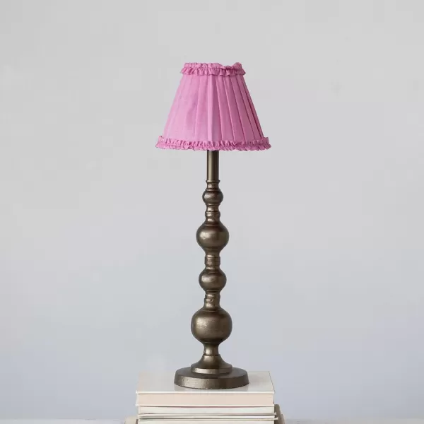 Creative CoOp Sculptural Metal Pleated Shade Brass and Pink Table Lamp