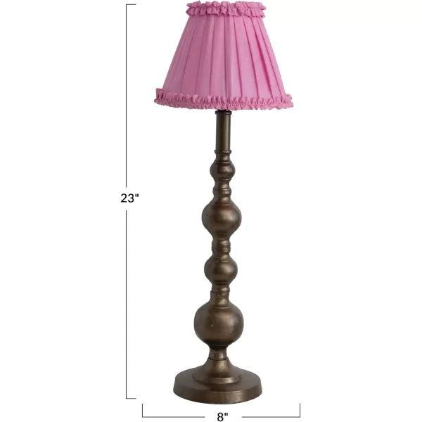 Creative CoOp Sculptural Metal Pleated Shade Brass and Pink Table Lamp