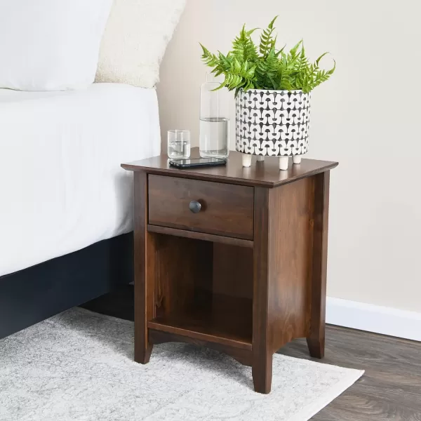 Creative CoOp Shaker 1Drawer Bed Side Table Nightstand WalnutSide Table