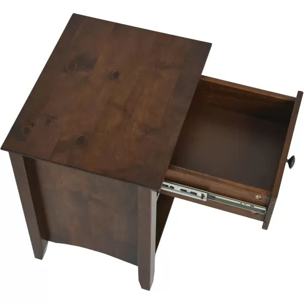 Creative CoOp Shaker 1Drawer Bed Side Table Nightstand WalnutSide Table