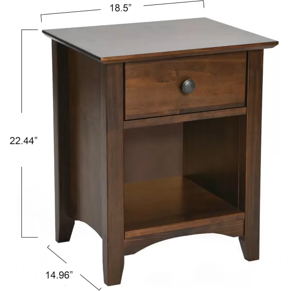 Creative CoOp Shaker 1Drawer Bed Side Table Nightstand WalnutSide Table