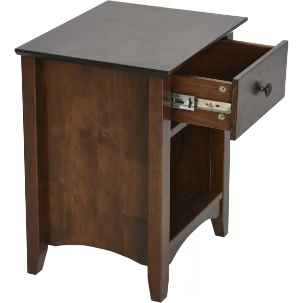 Creative CoOp Shaker 1Drawer Bed Side Table Nightstand WalnutSide Table