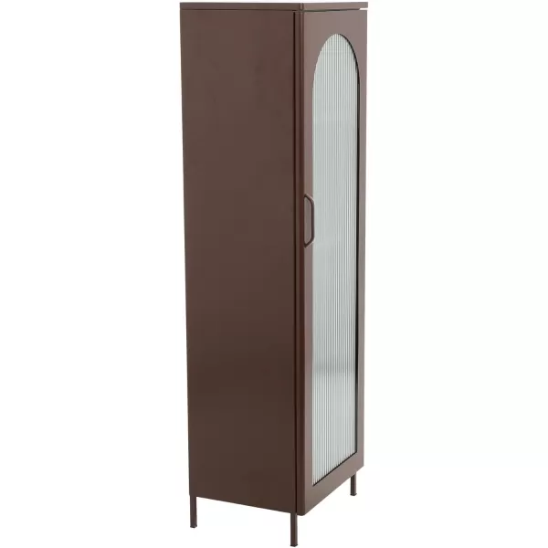 Creative CoOp Solstice Metal Cabinet with 2 Arched Glass Doors Dark GreenBrown