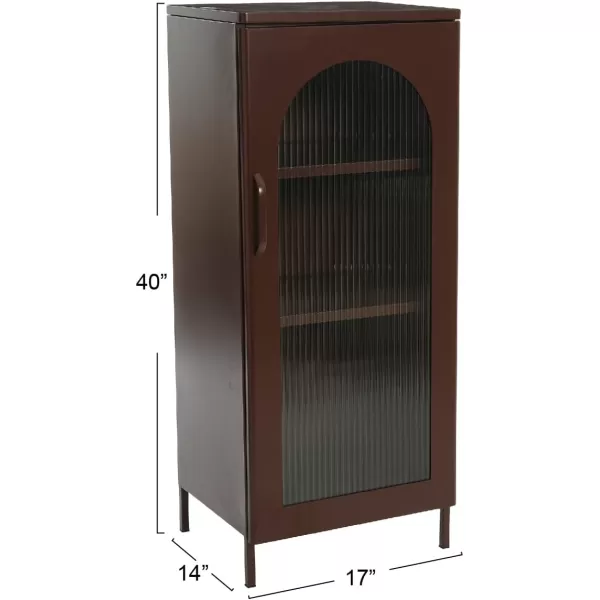 Creative CoOp Solstice Metal Cabinet with 2 Arched Glass Doors Dark GreenBrown