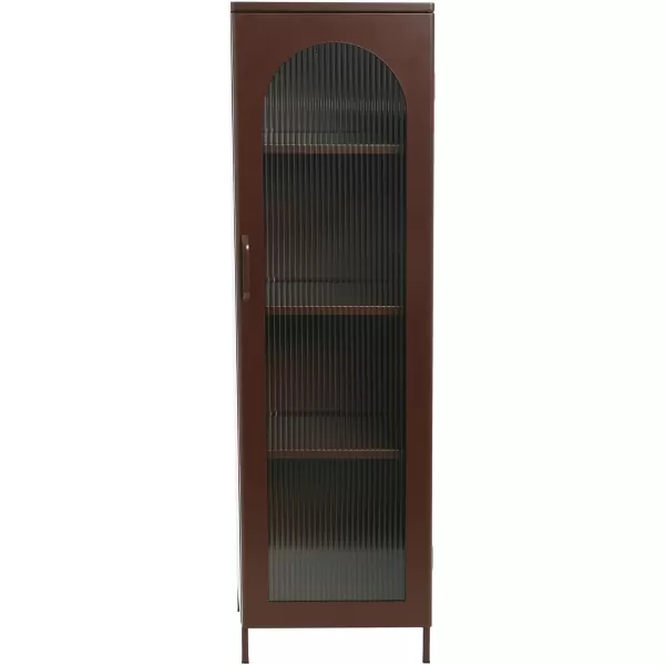 Creative CoOp Solstice Metal Cabinet with 2 Arched Glass Doors Dark GreenBrown
